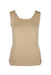 front of escada brown cashmere blend silk tank top. features crew neckline, braided effect at top/hem, and pull on style. 