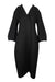 front of jil sander black wool coat. v collar with concealed button down front closure. low profile avante garde silhouette featuring slightly flared sleeves and a subtle hourglass shape. pockets at sides. slit at back. 