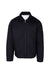 front angle of dickies black zip up jacket on masc mannequin torso. features side hand pockets, left sleeve slot pocket, inner pocket, quilted lined, and buttons at cuffs.