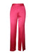description: alice + olivia pink satin finish pants. features zip fly, hook closure at waist, open slit at front leg, elasticized waist at back, and slit pockets at back. 