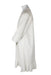 side angle vintage ivory three-quarter sleeve midi dress on feminine mannequin featuring crochet upper, elastic cuffs, and roomy fit. 
