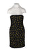 victor costa black and yellow tube dress. features black bundled ribbon design with circular yellow embroidered design. back zipper and internal lining 