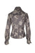 back angle catherine malandrino silk blend top on feminine mannequin torso featuring single-button barrel cuffs.
