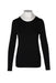 front angle majestic paris black long sleeve t-shirt on feminine mannequin torso featuring round neckline and longline silhouette. 