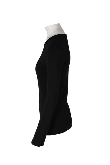 side angle majestic paris black long sleeve t-shirt on feminine mannequin torso.
