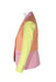 side angle tanya taylor pastel ‘darwin’ colorblock blazer on feminine mannequin torso featuring jetted lower pockets and decorative 4-button cuffs.