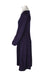 side angle demylee new york dark purple knit midi dress on feminine mannequin featuring roomy sleeves with pleated cuffs.