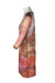 side angle vintage y2k multicolor mesh midi dress on feminine mannequin featuring exposed serging details and sheer sleeves.