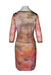back angle vintage y2k multicolor mesh midi dress on feminine mannequin featuring historical/floral abstract print.