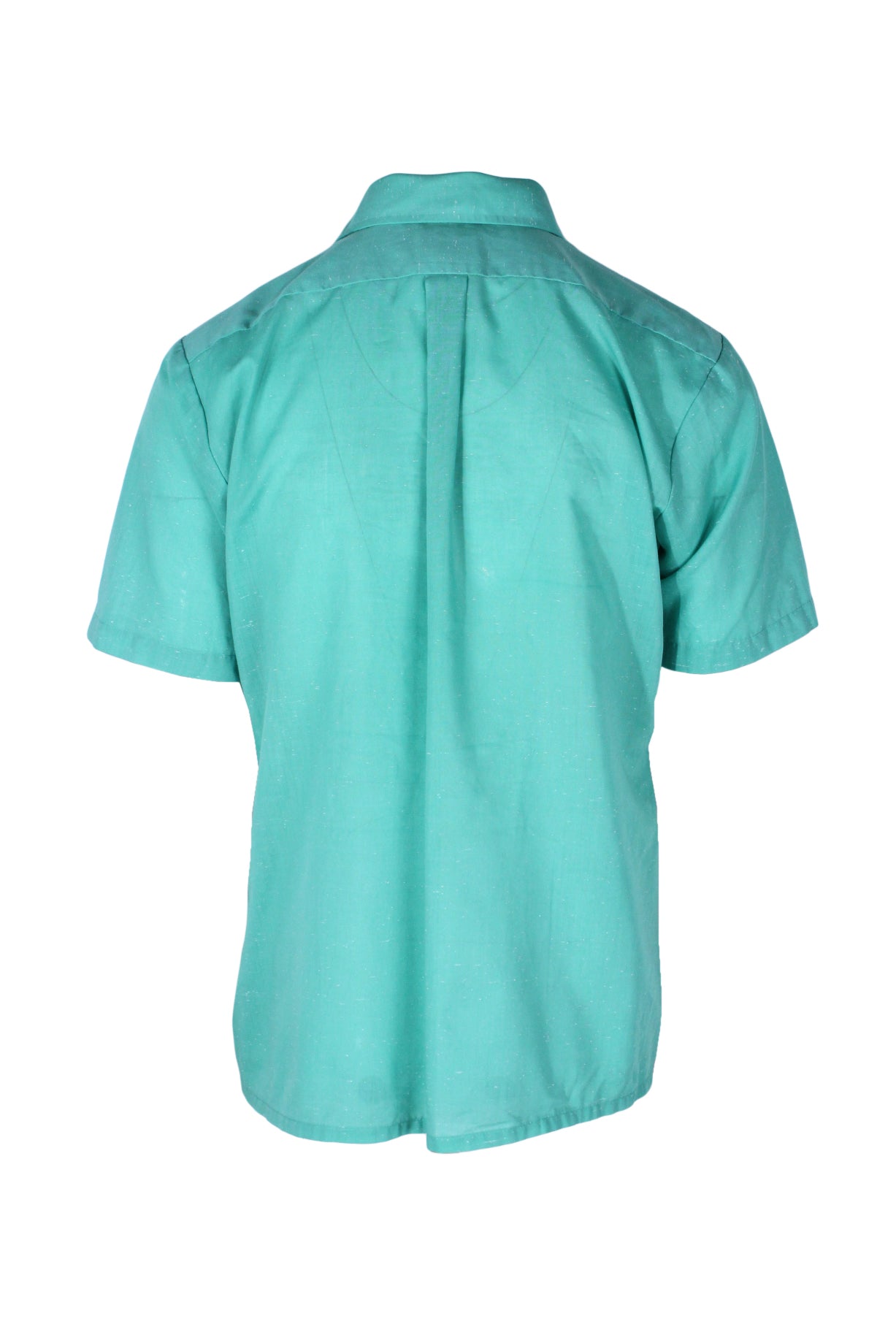back angle of short sleeve collared shirt. 