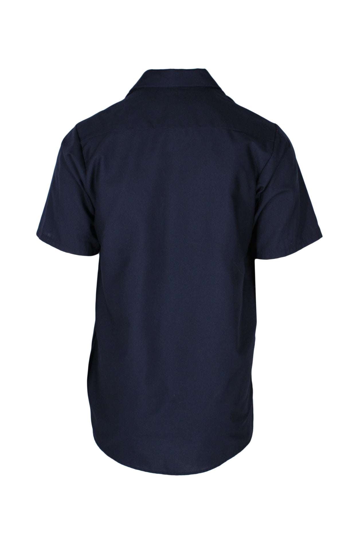 back angle of short sleeve service shirt. 