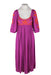 front angle free people 'wedgewood' embroidered maxi dress in 'orchid pavillion' on feminine mannequin featuring orange floral/loop embroidery at bust & sleeves, scoop neckline,  three-quarter sleeves with keyhole cuffs, and crinkled fabric. 
