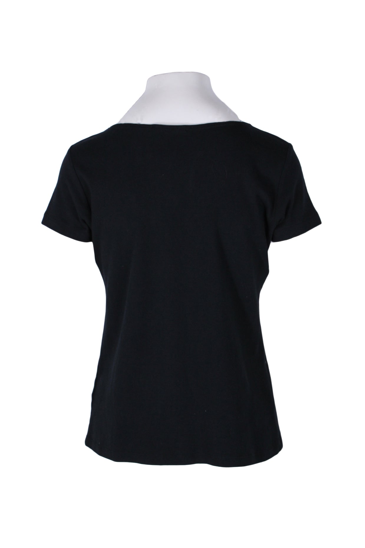 back angle of short sleeve t-shirt. blank back. 