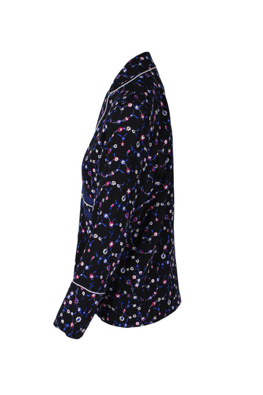 profile of black floral printed skirt