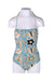 front angle ulla johnson pacific blue/multicolor 'marisol maillot' one-piece bathing suit on feminine mannequin featuring adjustable self-tie halter straps, bold floral print, and square neckline.