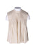 front angle deveaux new york beige sleeveless cotton top on feminine mannequin torso featuring pleated upper, round neckline, and loose fit. 