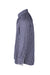 side angle of long sleeve button up shirt. features buttoned cuffs. 