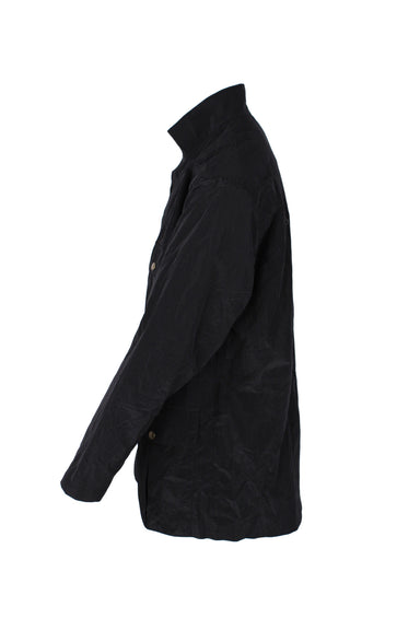 side angle of long sleeve nylon jacket. 