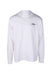 front angle of kith white long sleeve t-shirt on masc mannequin. features ribbed rounded collar/hem and branded print  with text 'kith' in black cursive over heart. 