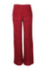 rear of burgundy corduroy pants with flared legs