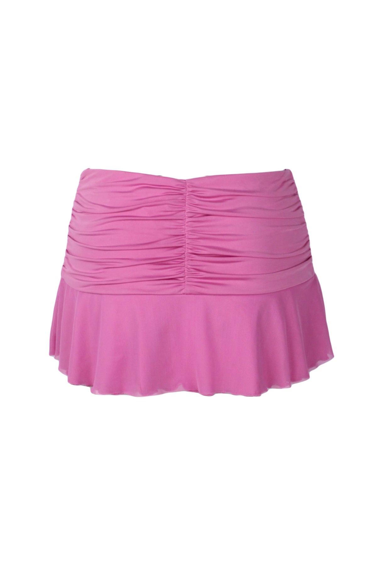 back of pink mini skirt.  