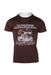 front angle of vintage hanes fifty fifty brown graphic racing t-shirt on masc mannequin torso. features white screen print of race car with text 'susquehanna speedway', single stitch hem/cuffs, and rounded ribbed collar. 