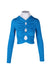  turquoise long sleeve ribbed knit shirt with v-neckline by sndys 