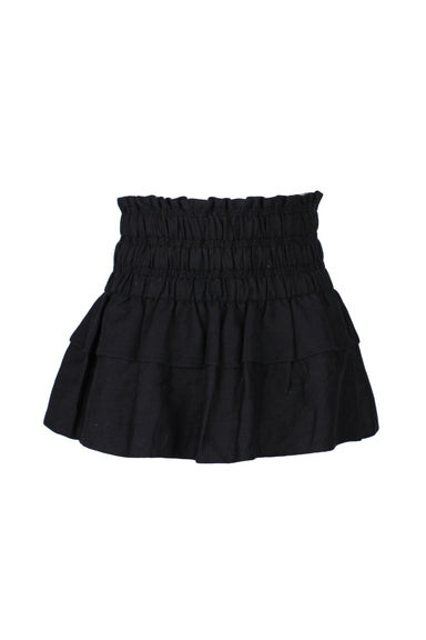 front of black smocked waisted miniskirt by isabel marant etoile