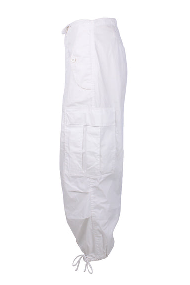side of white cargo pants.   