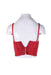 rear of red croc-embossed cropped tank with a back silver toned metallic zipper closure. 