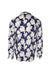 back angle of long sleeve floral shirt. features buttoned cuffs. 