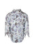 back angle of vintage shell shirt. features rounded hem and buttoned cuffs. 