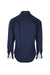 back angle of long sleeve button up shirt. features buttoned cuffs. 