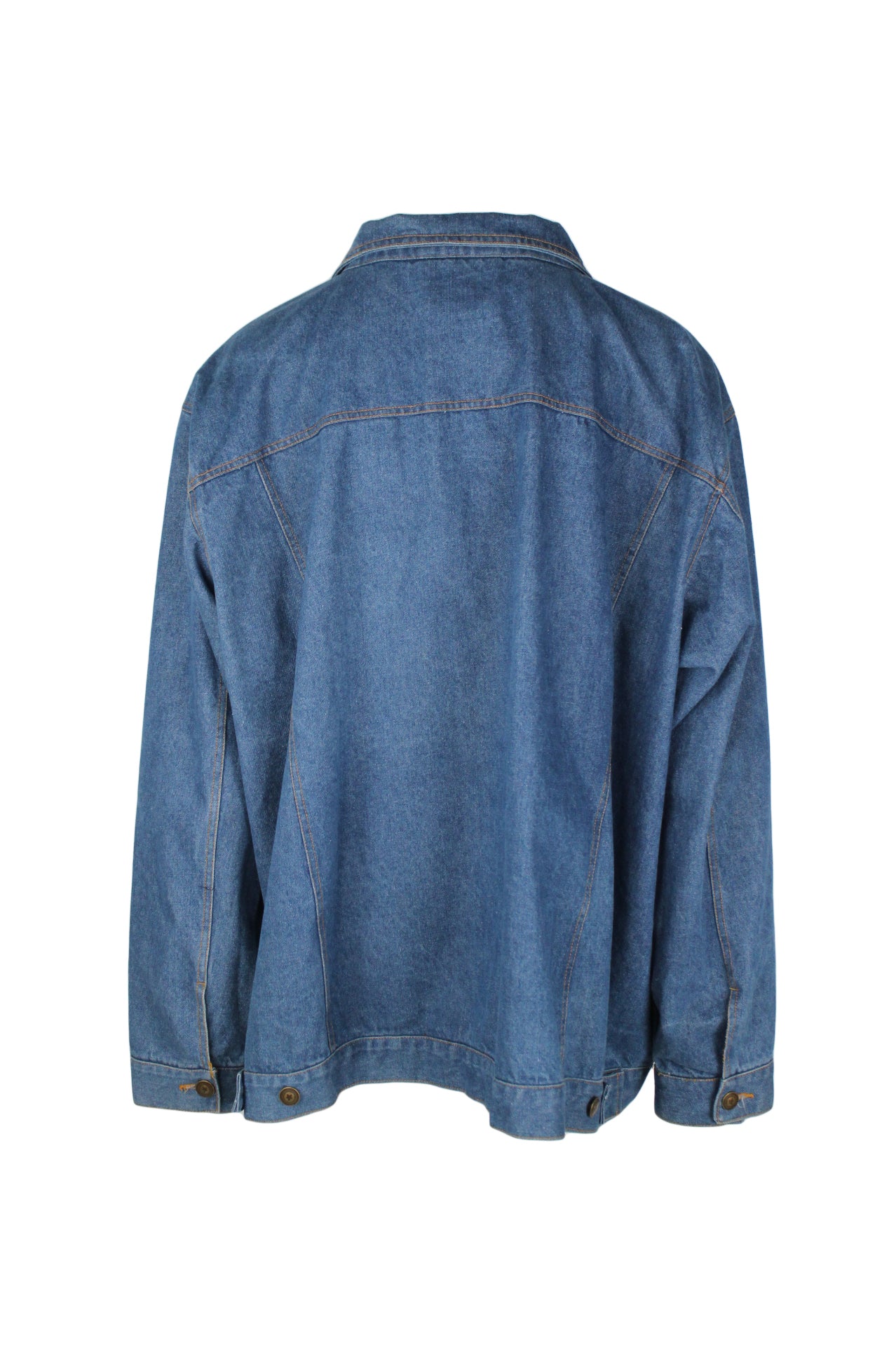 back angle of denim jacket. 
