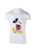 front angle of vintage white mickey mouse tank top on masc mannequin torso. features colorful smiling mickey print on front only. 