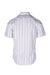 back angle banana republic striped short sleeve button-up shirt on masculine mannequin torso.