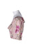 side angle yumi kim floral print crop top on feminine mannequin torso.