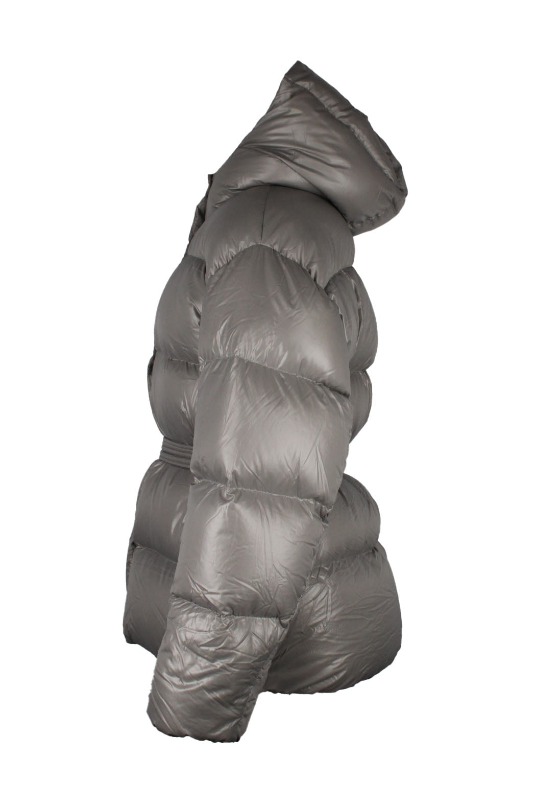 profile of jacket with puffer design. 