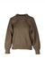 front view of sandro beige pullover sweatshirt. features tonal ‘ss’ logo embroidered at chest with ribbed collar/cuffs/hem.