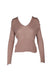 front of gucci pink long sleeve top. features v neckline, ribbed design, and pull on style; slim fit. 