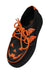 top of black and orange loafers. 