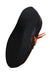 sole of black and orange loafers. 