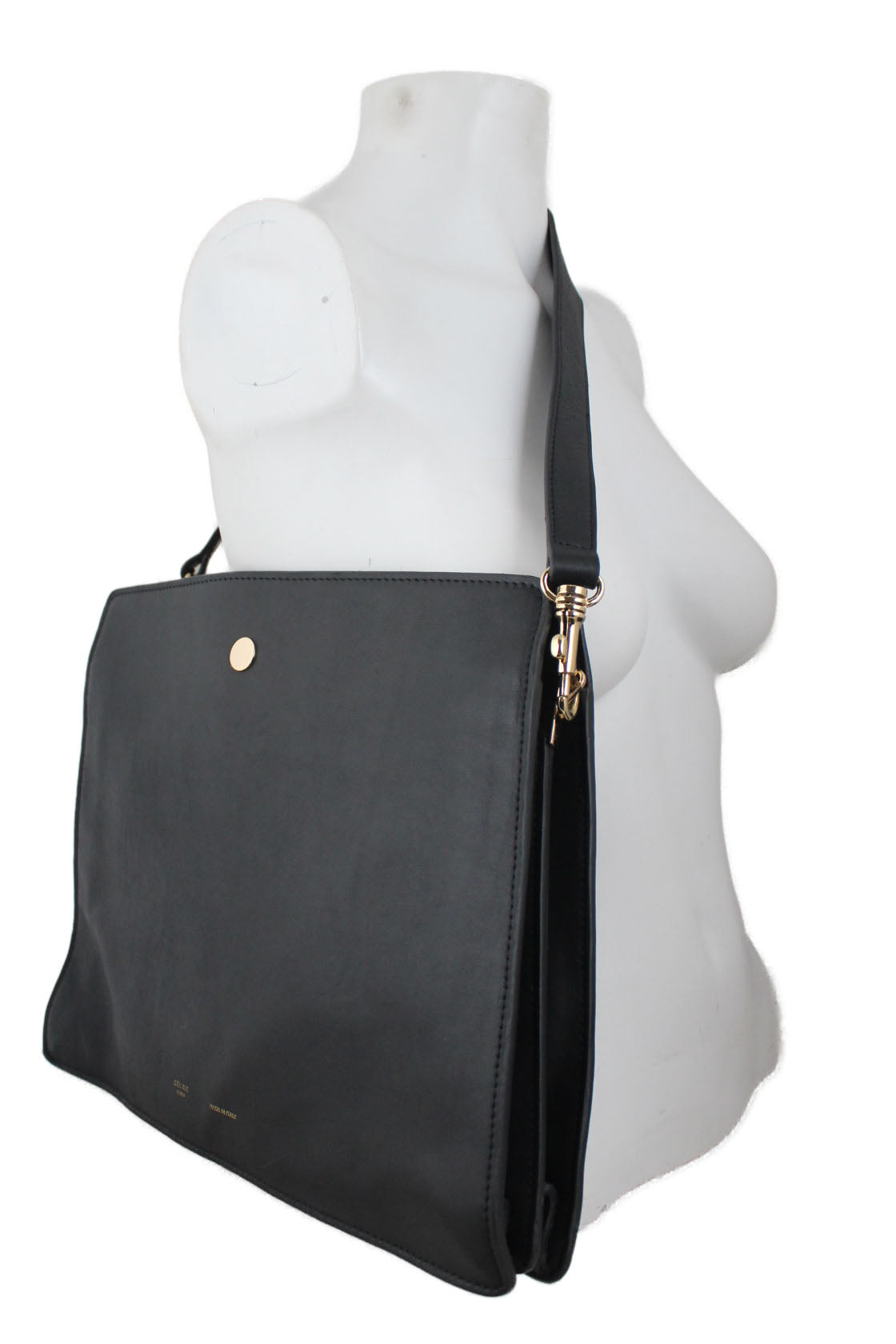 celine bag wore by mannequin for sizing. 