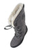 sorel tivoli grey snow boots. features rubber midsole and outsole, round toe silhouette, footbed with die cut PU, microfleece top cover, 100g insulation. upper has waterproof suede and PU coated leather combination with faux fur collar, microfleece lining, and outdry waterproof construction. 
