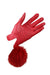 open hand wearing gloves with pom pom detail. 