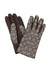  coach brown gloves. features tonal stitching, external fabric logo printed pattern with leather on the other front, and internal fabric lining (see last pic) 
