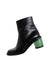 description: burberry westella 70 style black boots. features rounded toe silhouette, circle green see-through chunky heel, leather outsole, gold-tone metal color inside-zipper closure, and ankle height. 