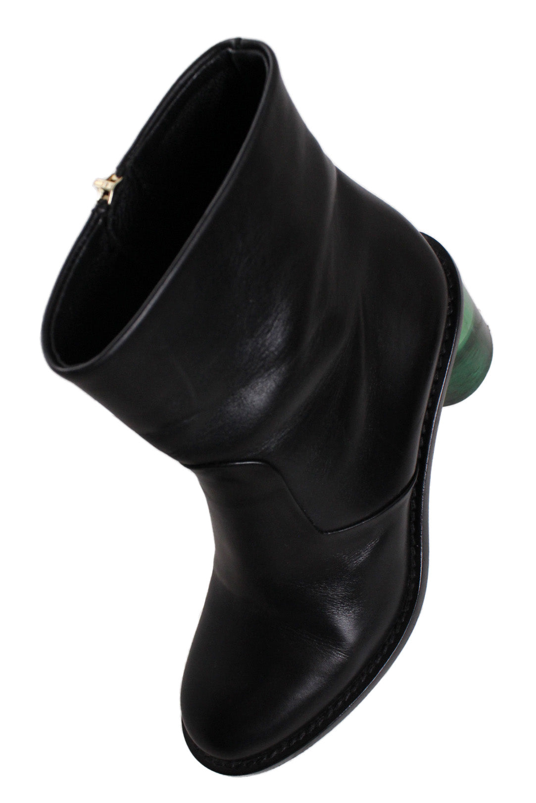 top view of burberry black boots. 