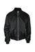front view of 3.1 phillip lim black two way zip up bomber jacket. features side zip hand pockets, fully lined, ribbed collar/cuffs/hem, and snap sherpa liner vest face.