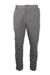 front view of destination j.crew grey twill pants. features side hand pockets, rear button pockets, right hidden zip stash pocket, zip fly and button closure and elastic waist with inner drawstring.